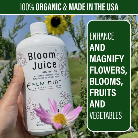 Organic nutrition label highlights chemical-free Elm Dirt Bloom Juice
