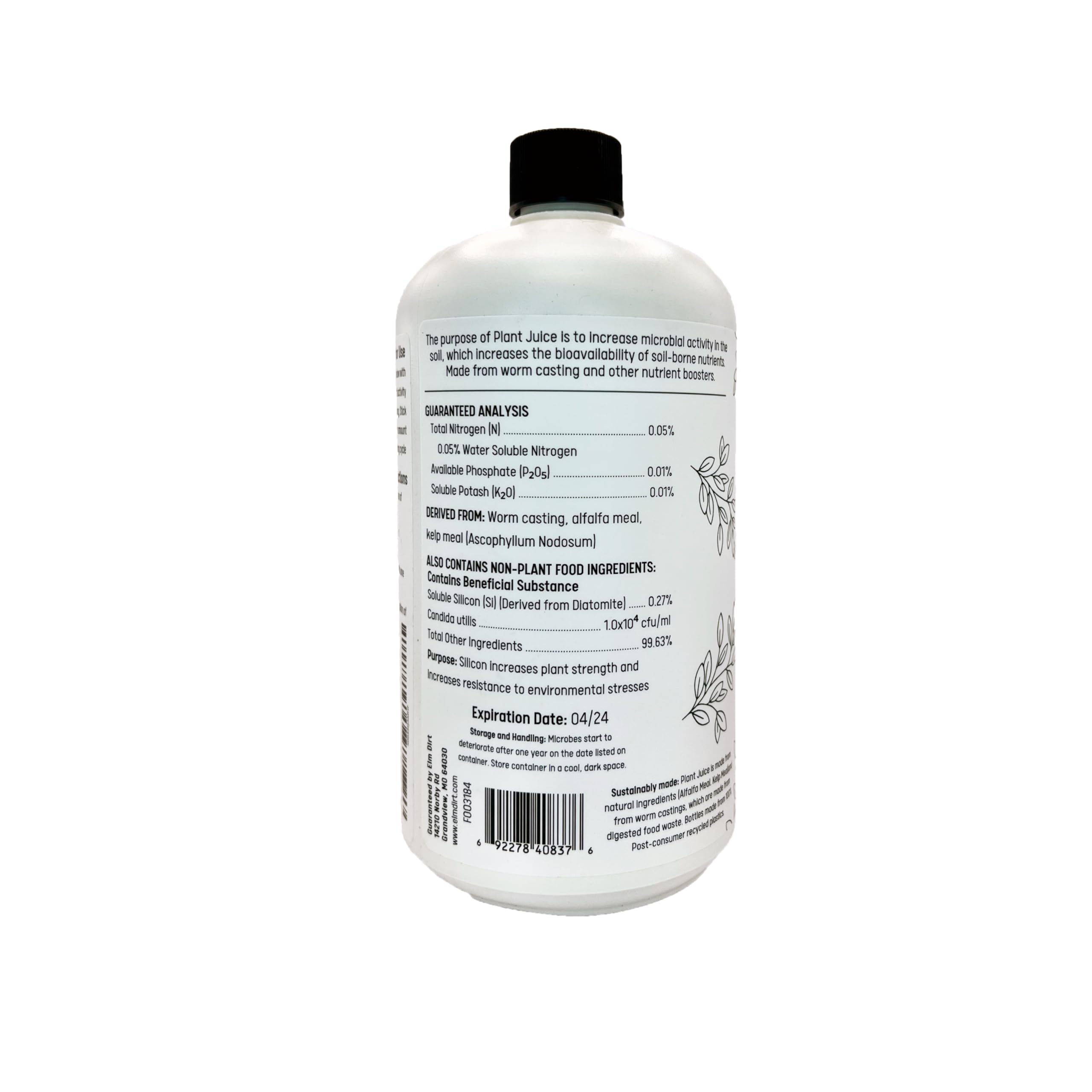 Elm Dirt Plant Juice enriches indoor plants with lush foliage