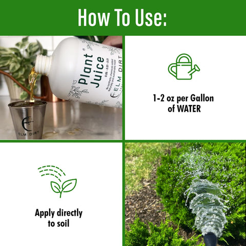 Elm Dirt Plant Juice made in the USA for sustainable gardening