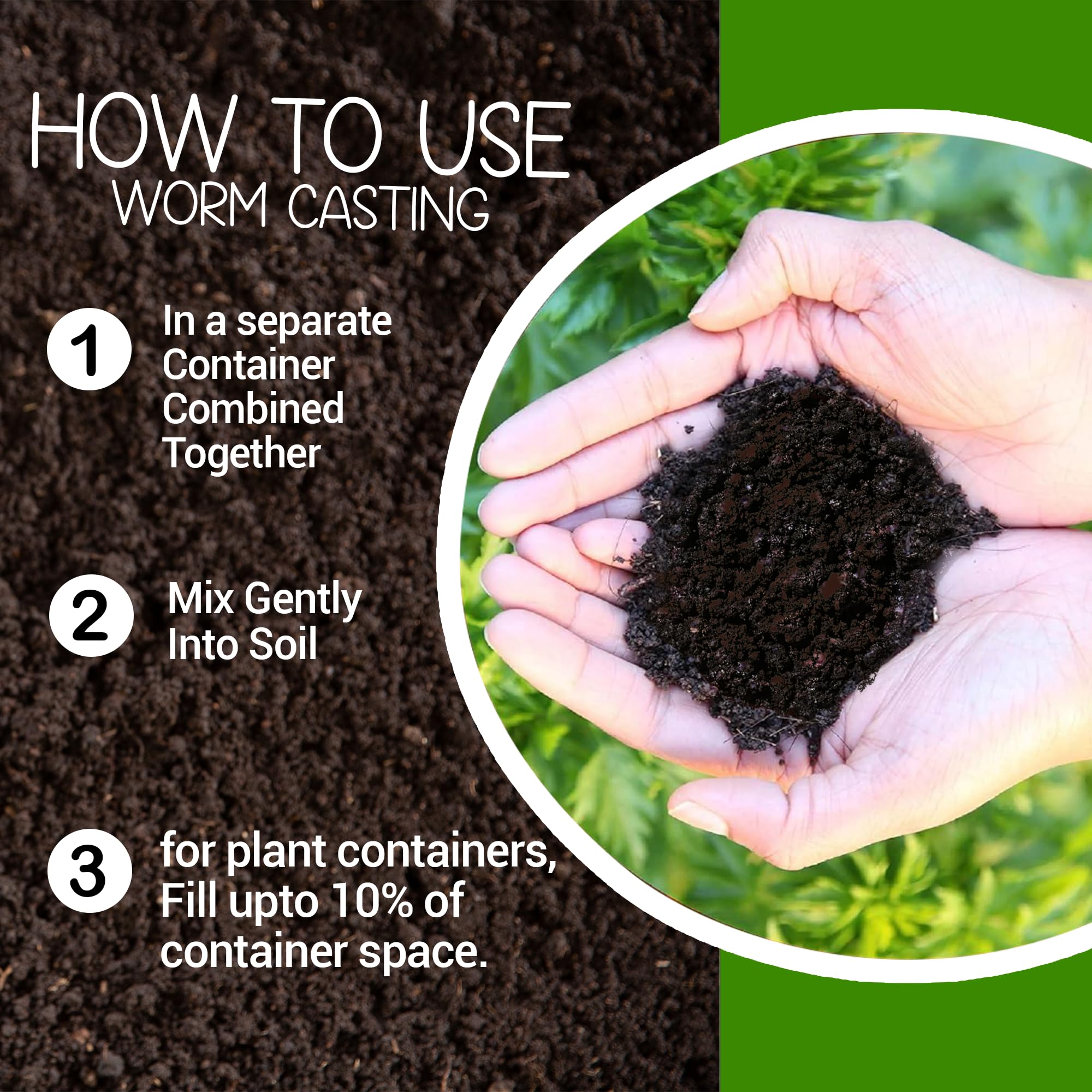 Elm Dirt Worm Castings easy-application mixed with soil.