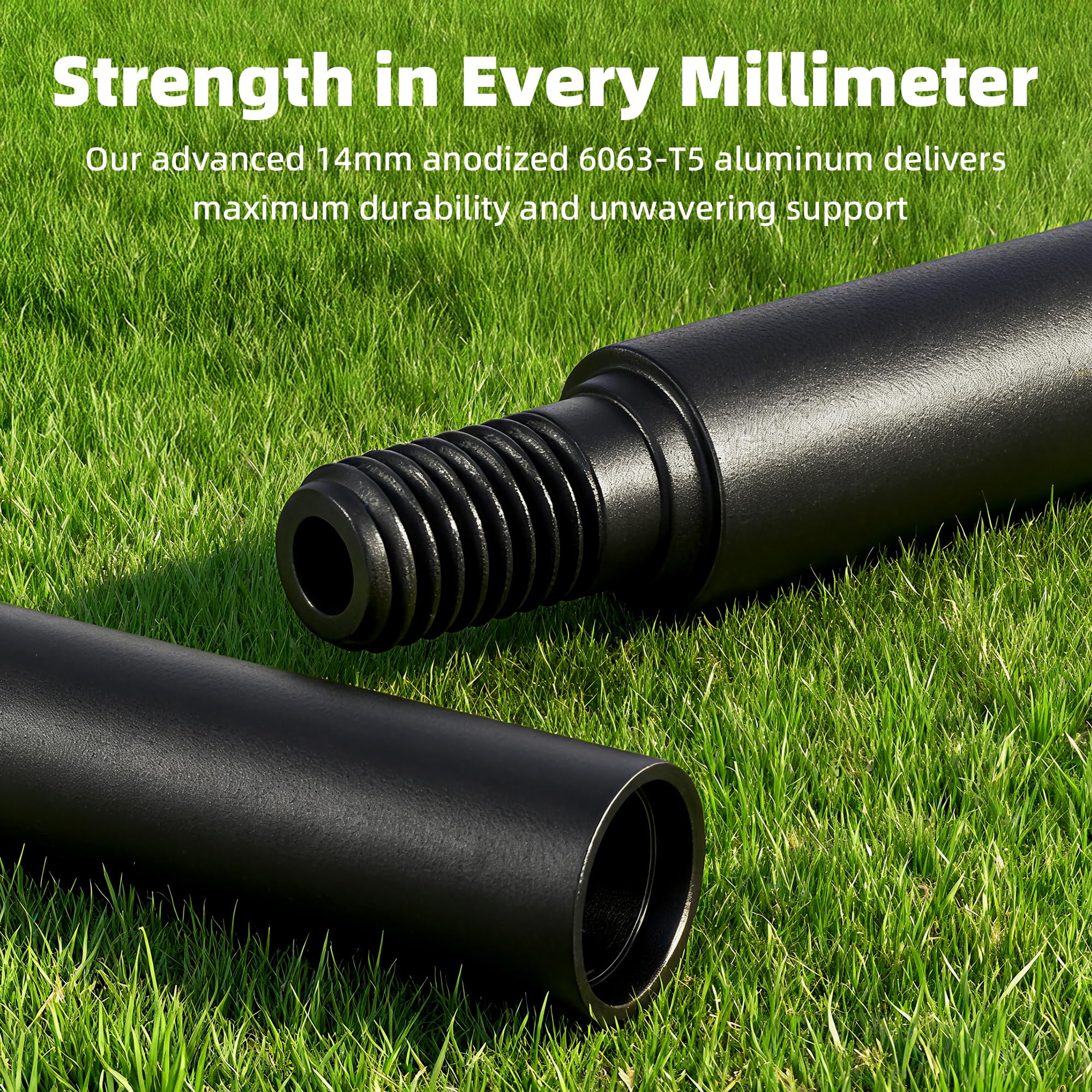 ELOVIA heavy-duty aluminum crossbars provide stable flag display and easy height adjustment.