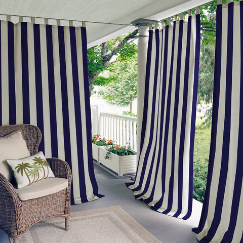 Elrene Highland Stripe curtain panel 50x95 navy for privacy and style.