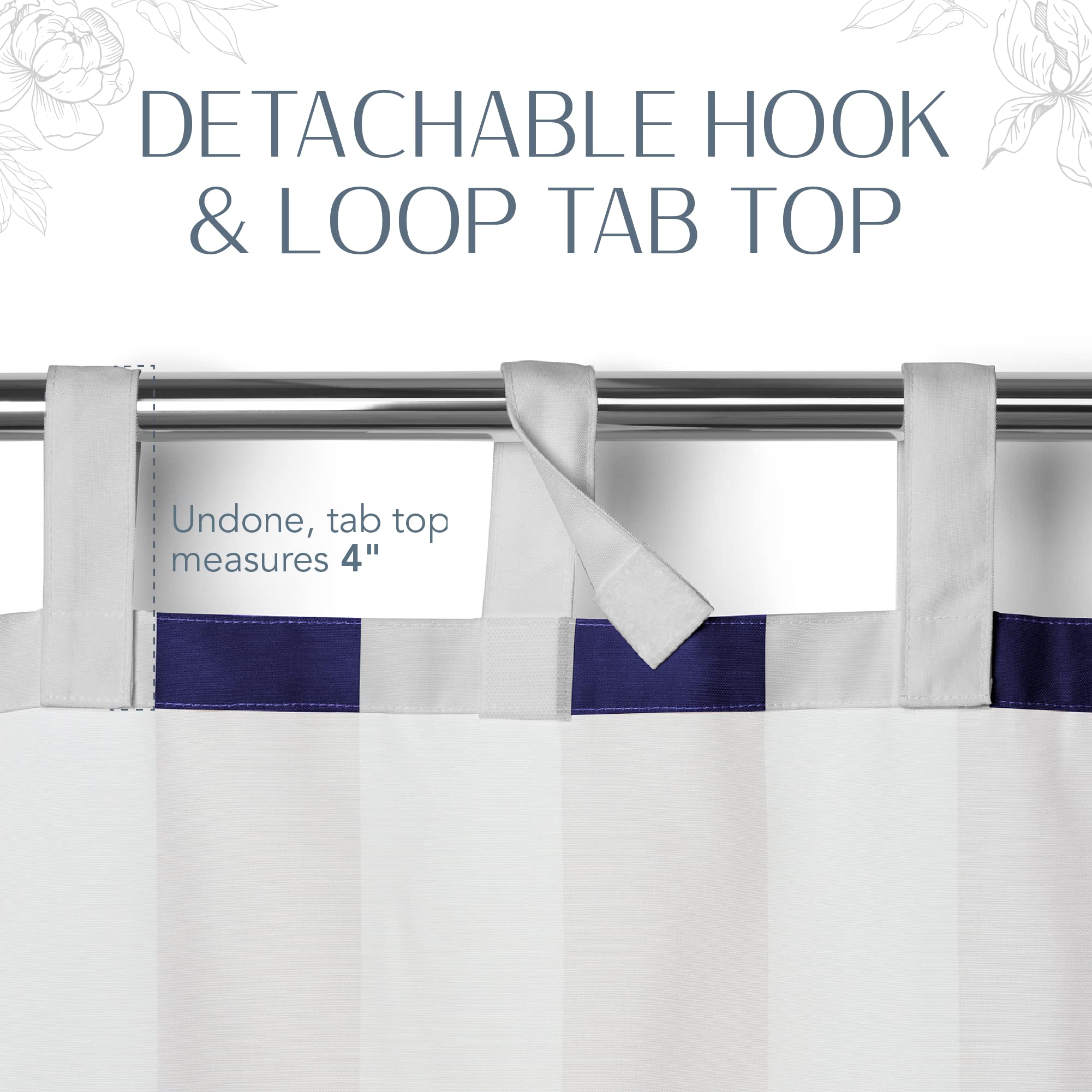 Elrene Highland Stripe water-resistant curtain suitable for decks and pools.