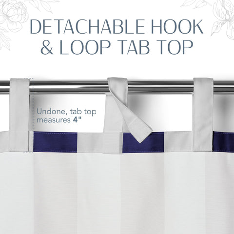 Elrene Highland Stripe water-resistant curtain suitable for decks and pools.