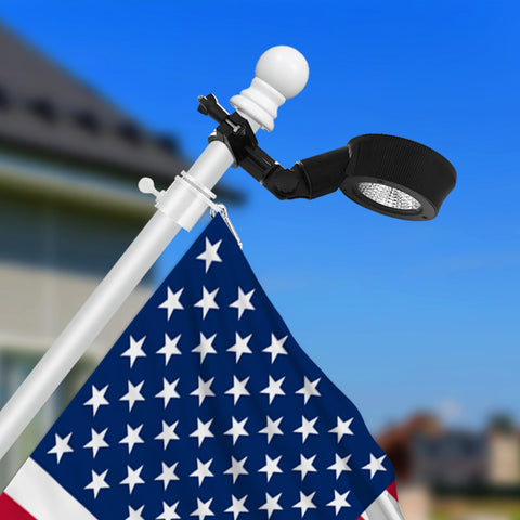 Elsollit solar flag pole light head tilted for optimal illumination