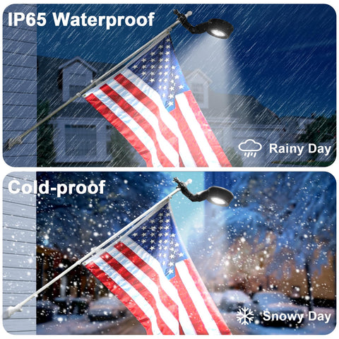 Elsollit solar flag pole light provides up to 12 hours of illumination after charging