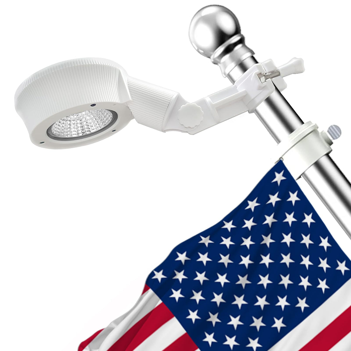 Elsollit solar flagpole light with 1200mAh battery powering up to 12 hours of illumination