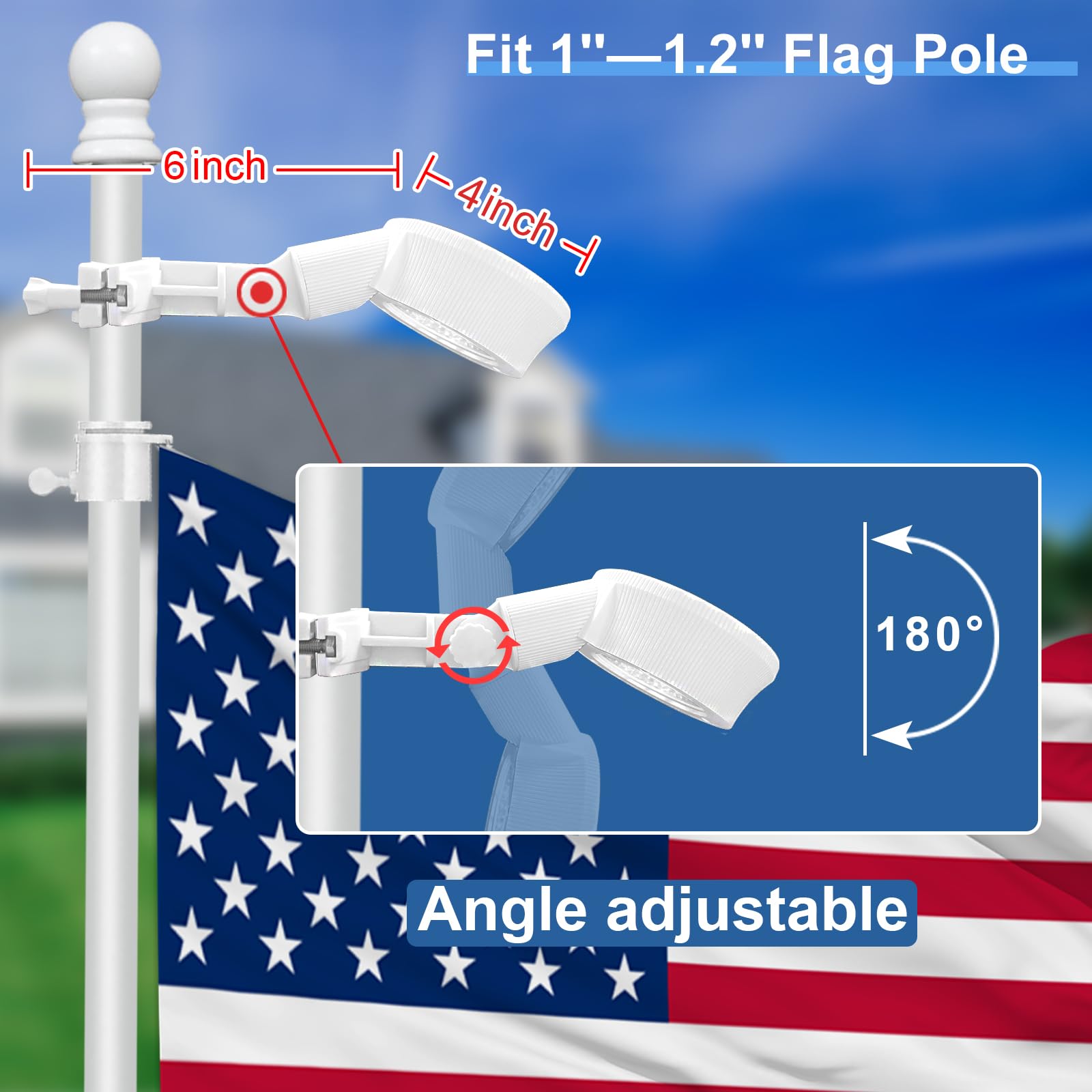 Elsollit easy-install design fits 1-1.2 inch flagpoles