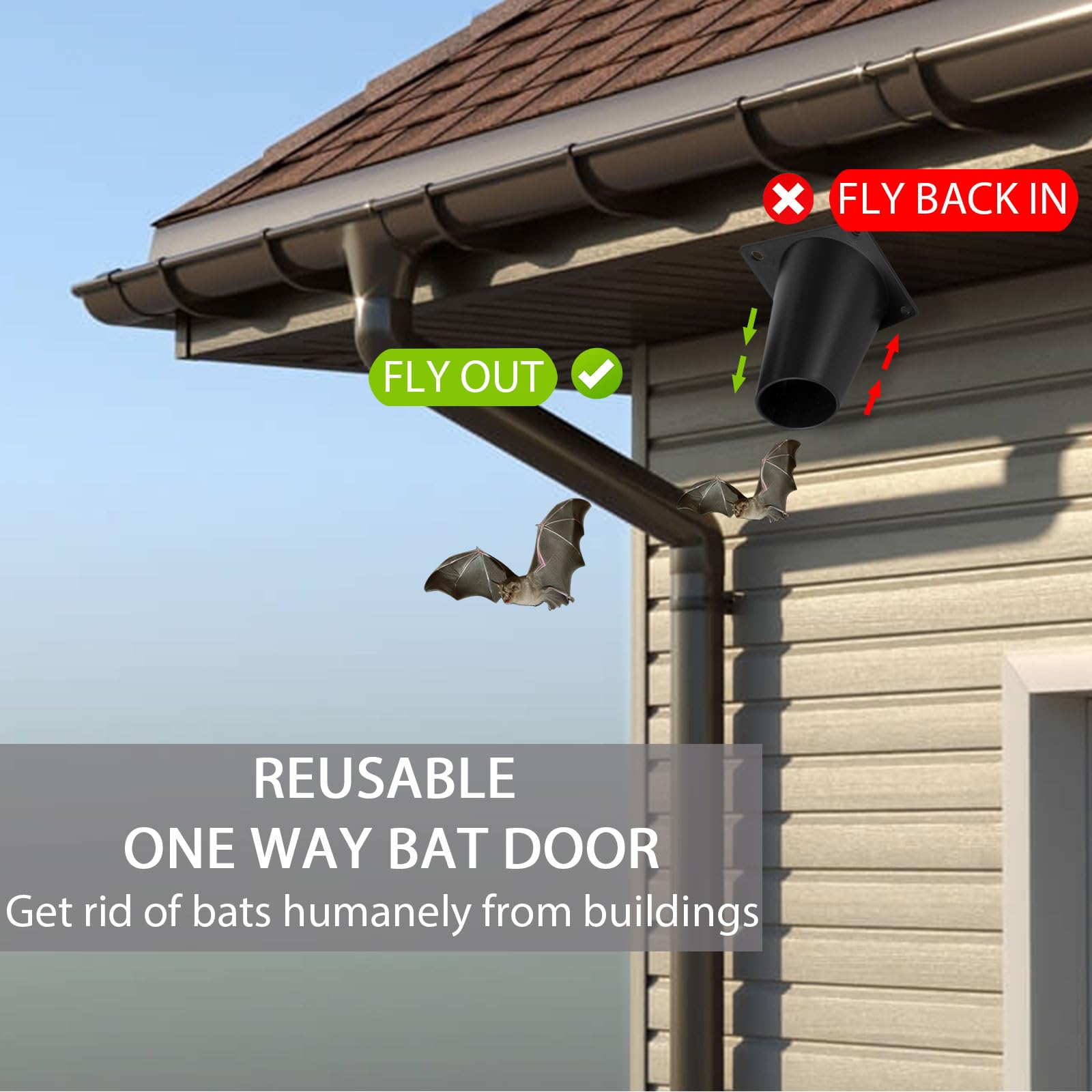 Elspezi One Way Bat Door Cone installation view, easy attic setup