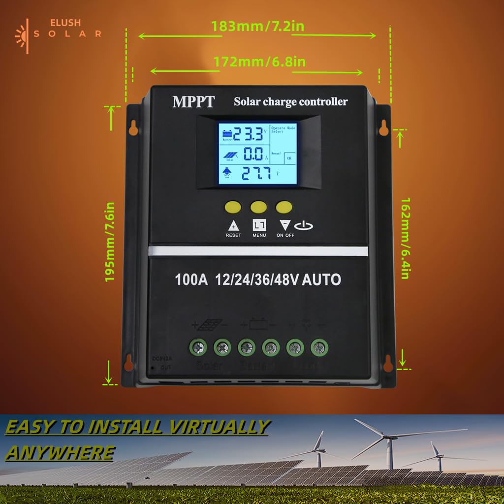 ELUSH LCD display panel shows voltage currents and operating mode at a glance
