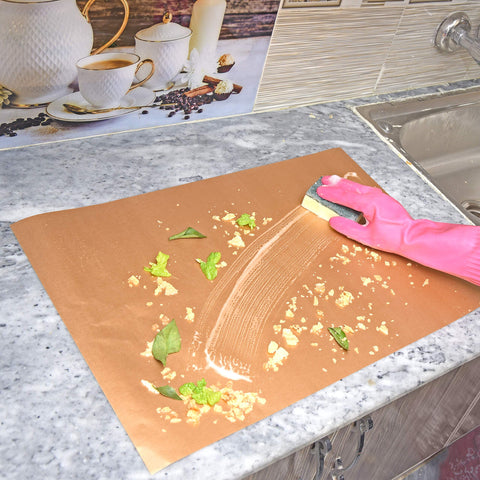EMAANIA dishwasher-safe oven liner ready for quick cleanup after cooking