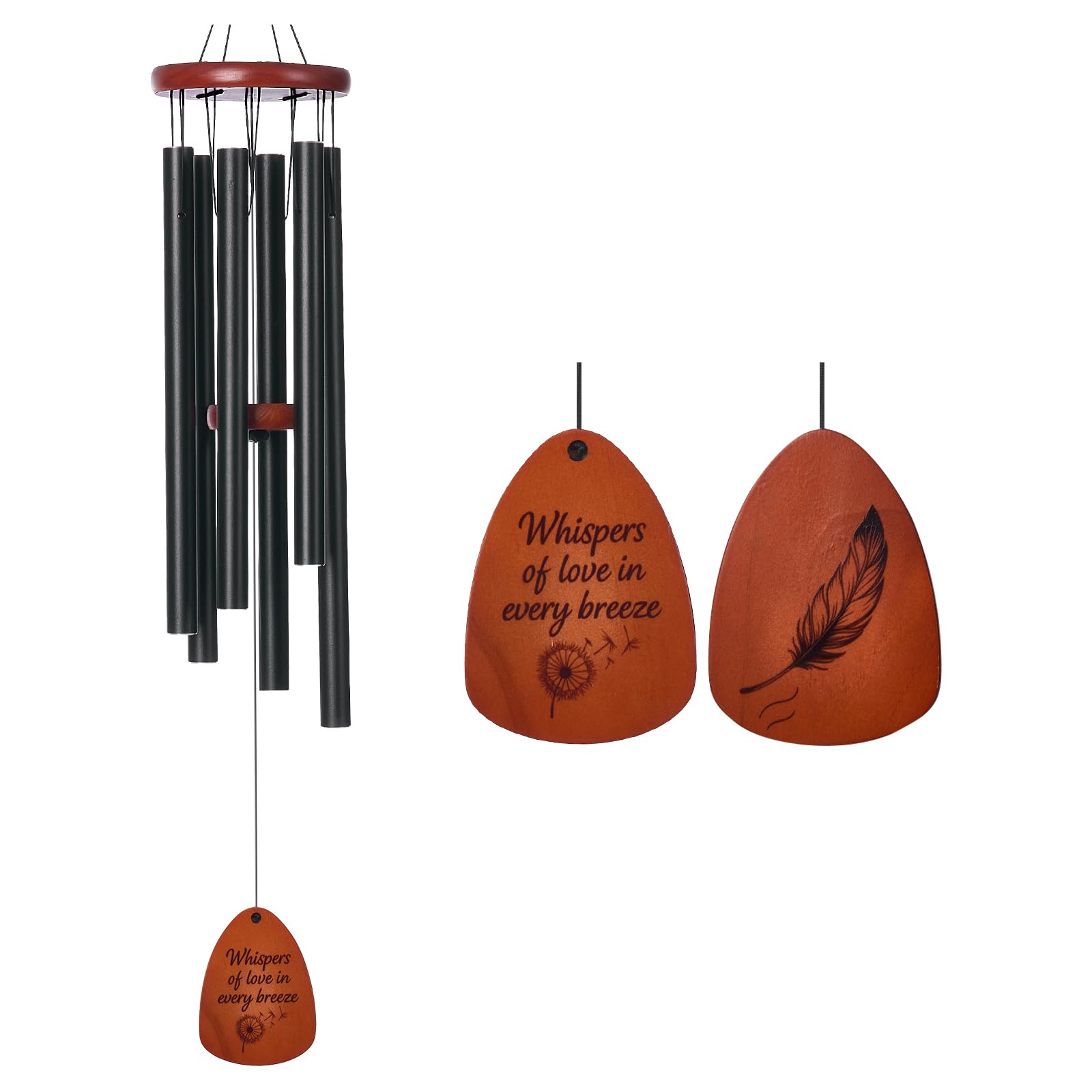 Emelunox wind chimes outside with wooden sail for peaceful outdoor decor
