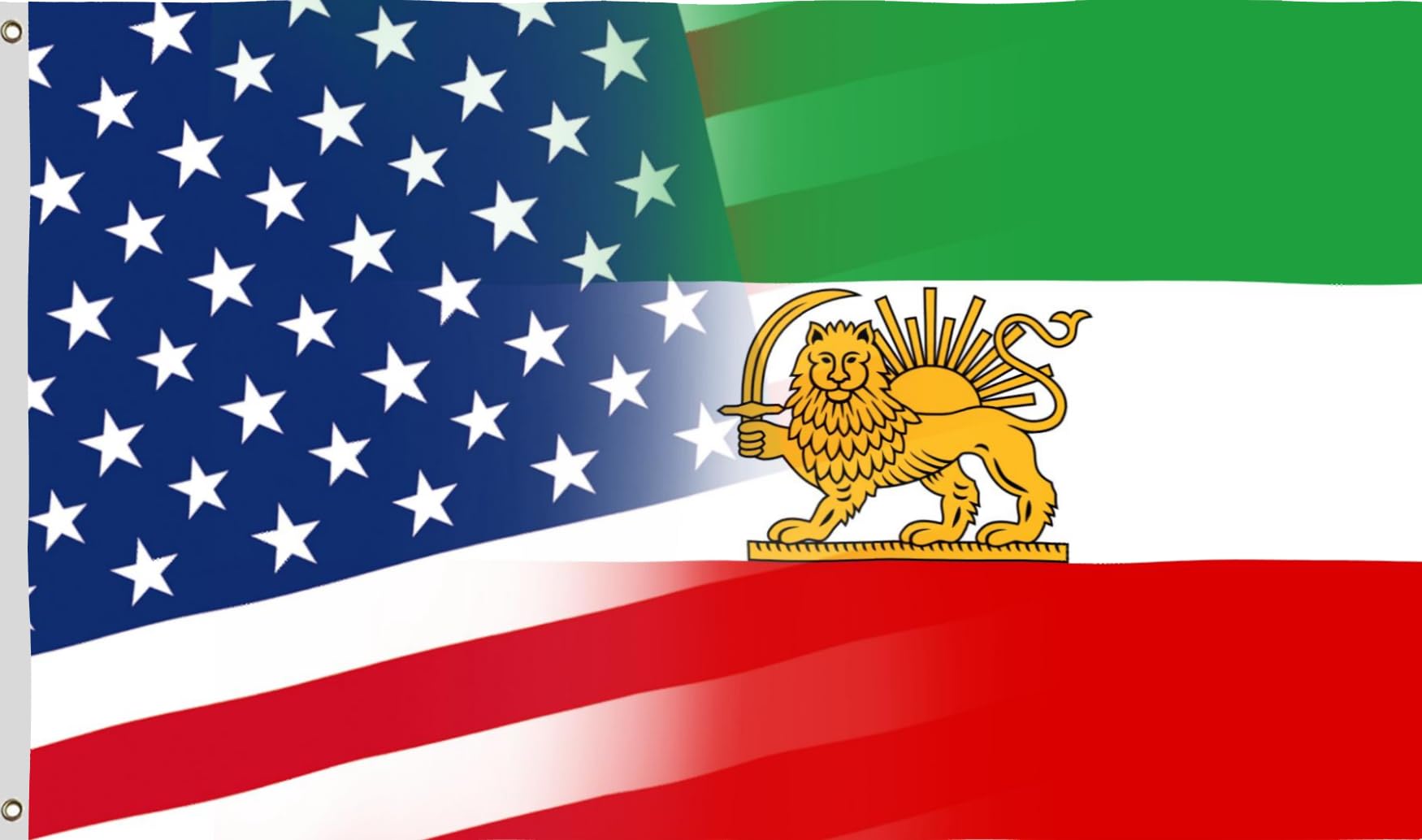 EMFXDT American Iran flag with Lion Sun Crown for vivid outdoor display.