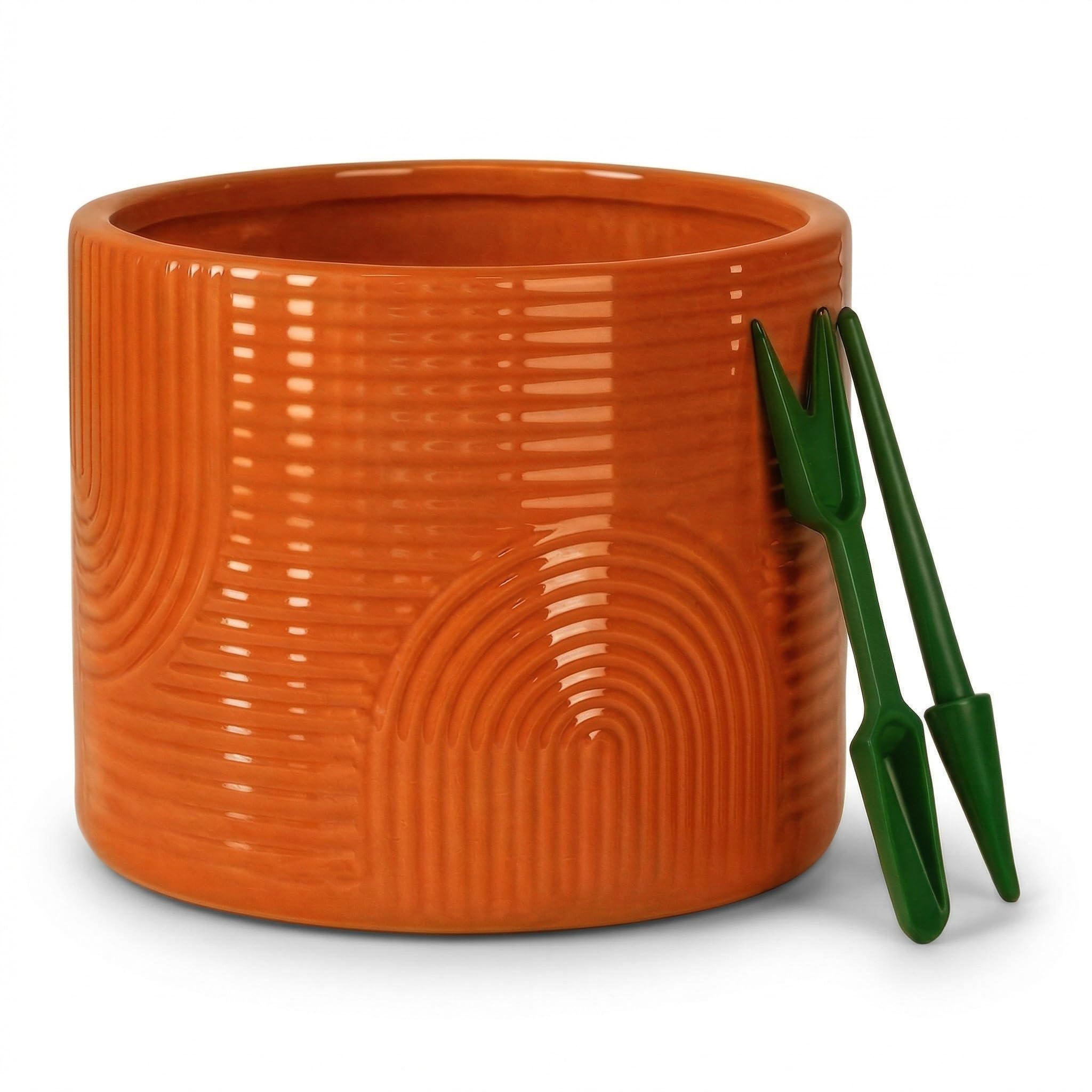 ÈMJÉ LUXE 6 inch ceramic planter no drainage hole for tidy indoor use.
