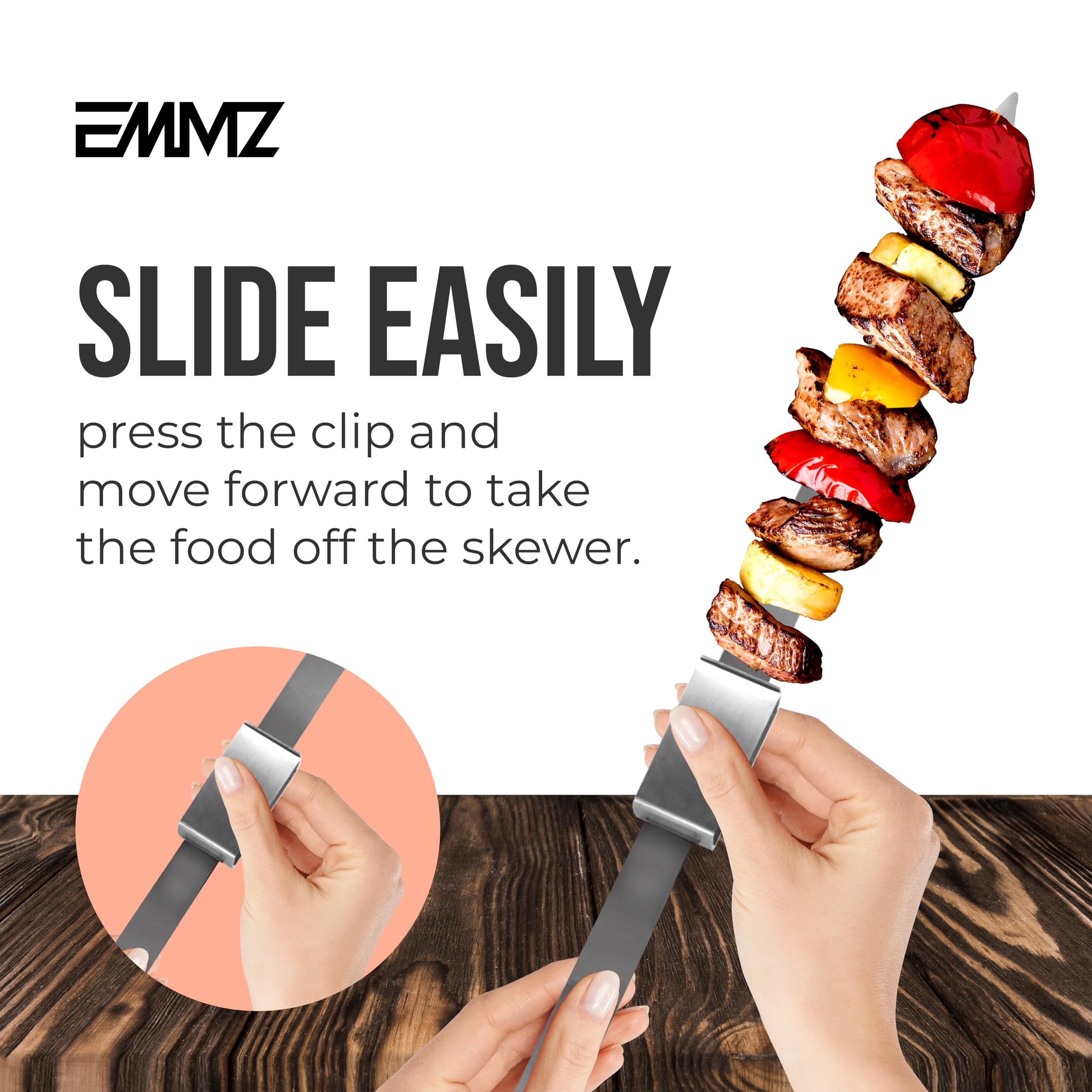 emmz dishwasher-safe rust-resistant skewers in clean presentation