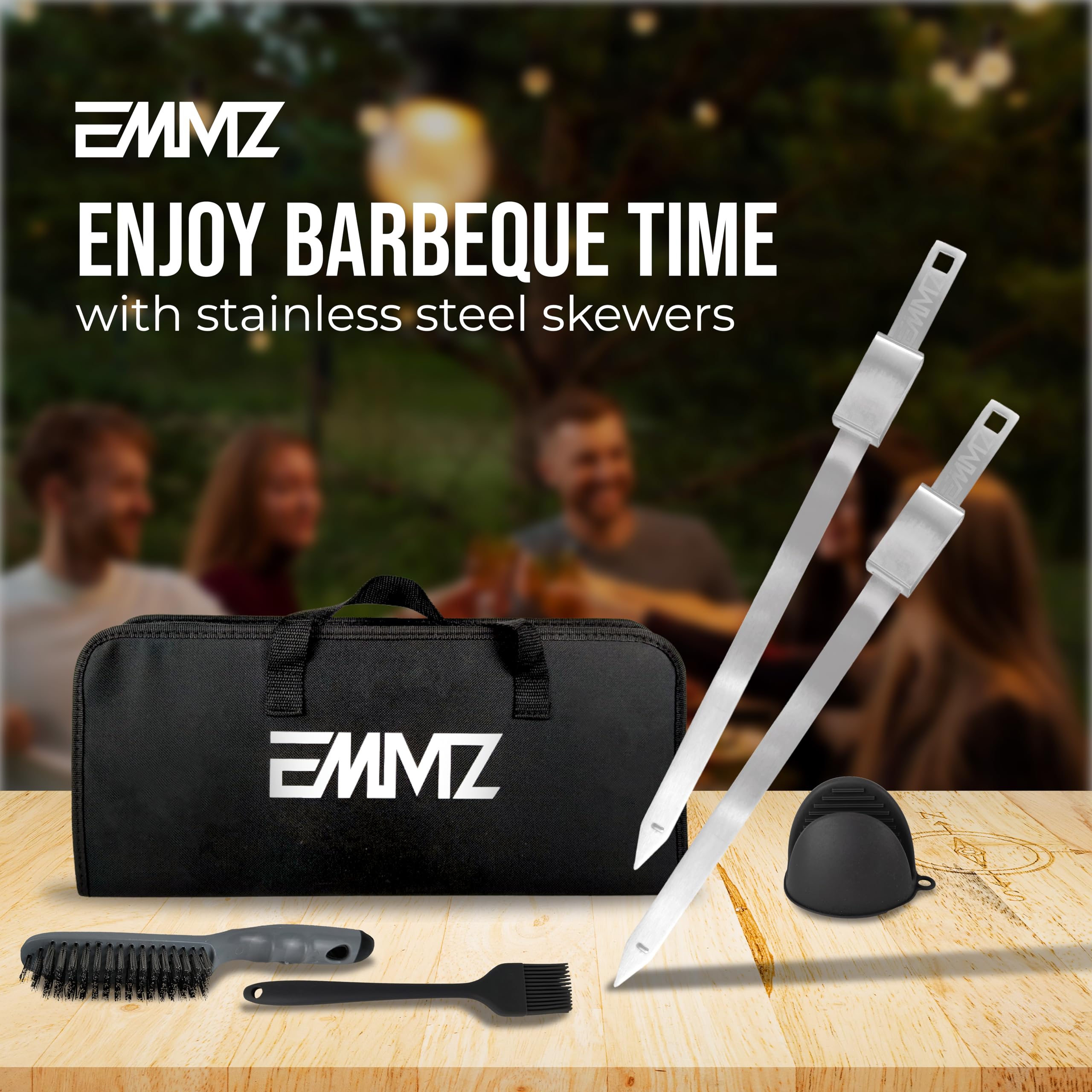 emmz storage bag with 10 skewers for organized grilling