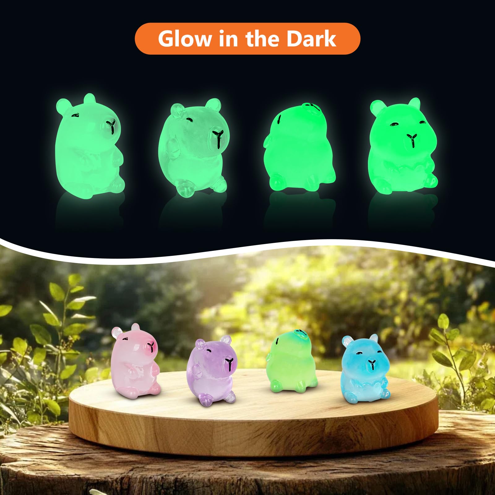 Durable EMPHASISY resin capybara figures suitable for dollhouses and miniature settings.