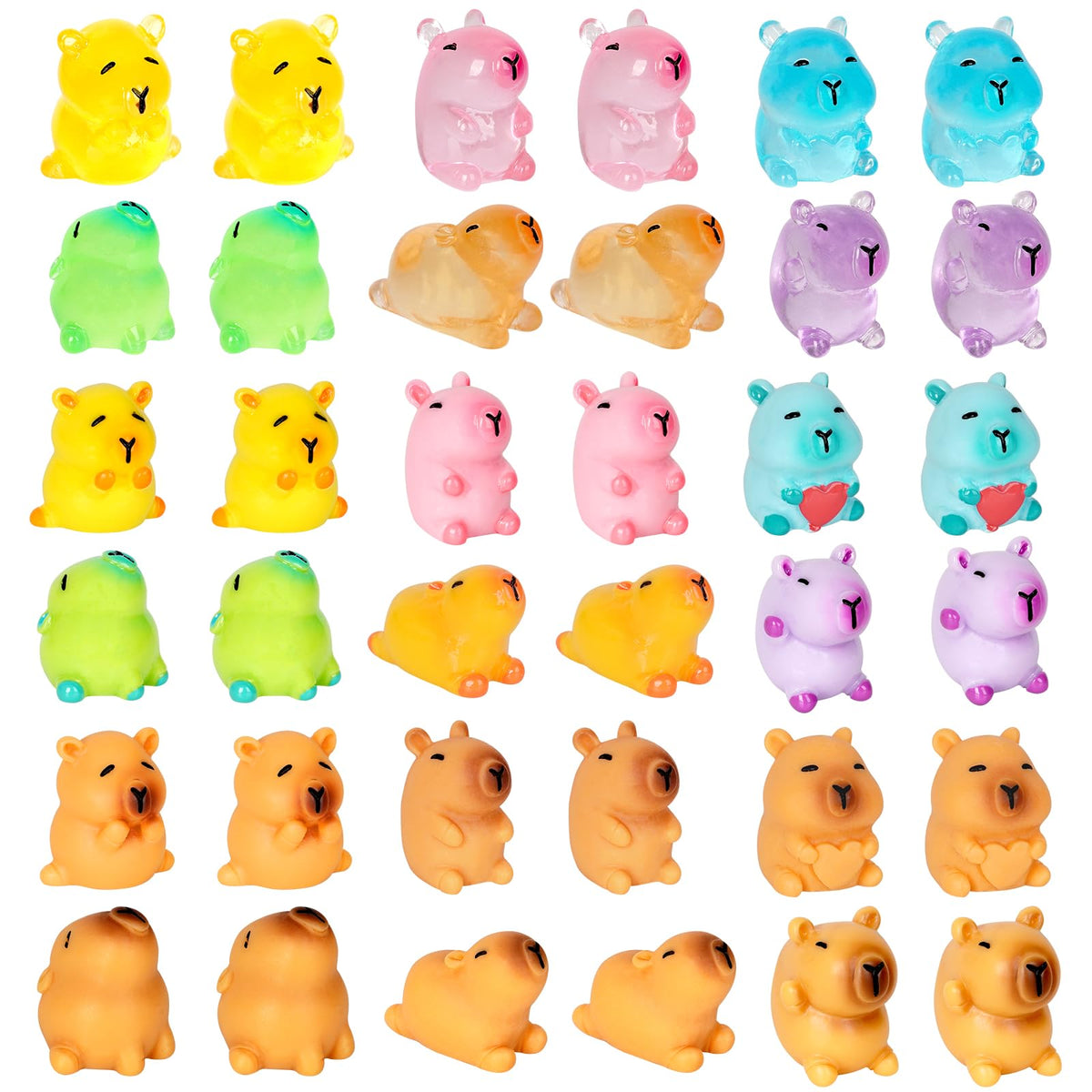 EMPHASISY mini capybara figures in classic style add whimsical charm to shelves, tables, and fairy gardens.