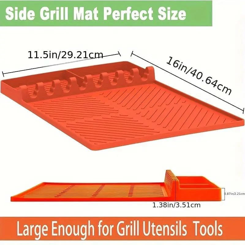 Emptycolor silicone griddle pad provides heat resistance for outdoor cooking.