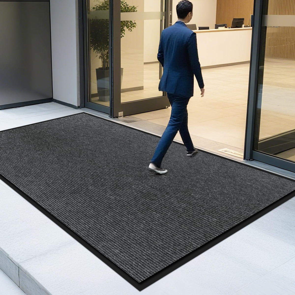 EMQIMA front door mat with textured non-slip backing for busy entrances.