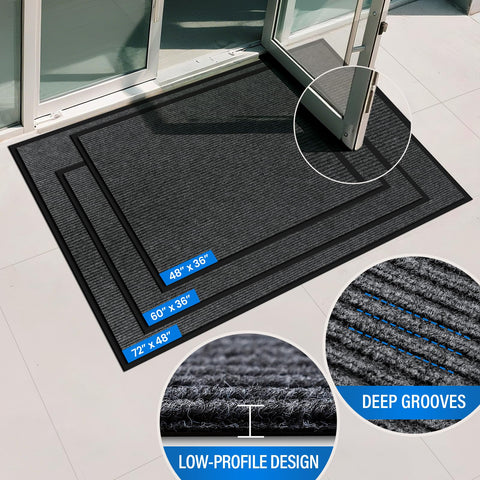 EMQIMA high-traffic grooved door mat traps moisture and debris.
