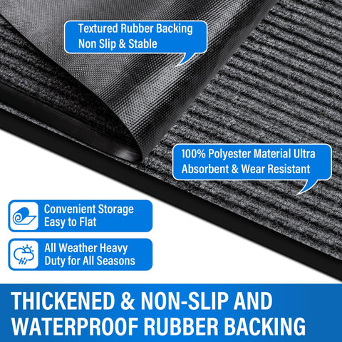 EMQIMA indoor outdoor entry mat captures dirt at threshold with durable construction.
