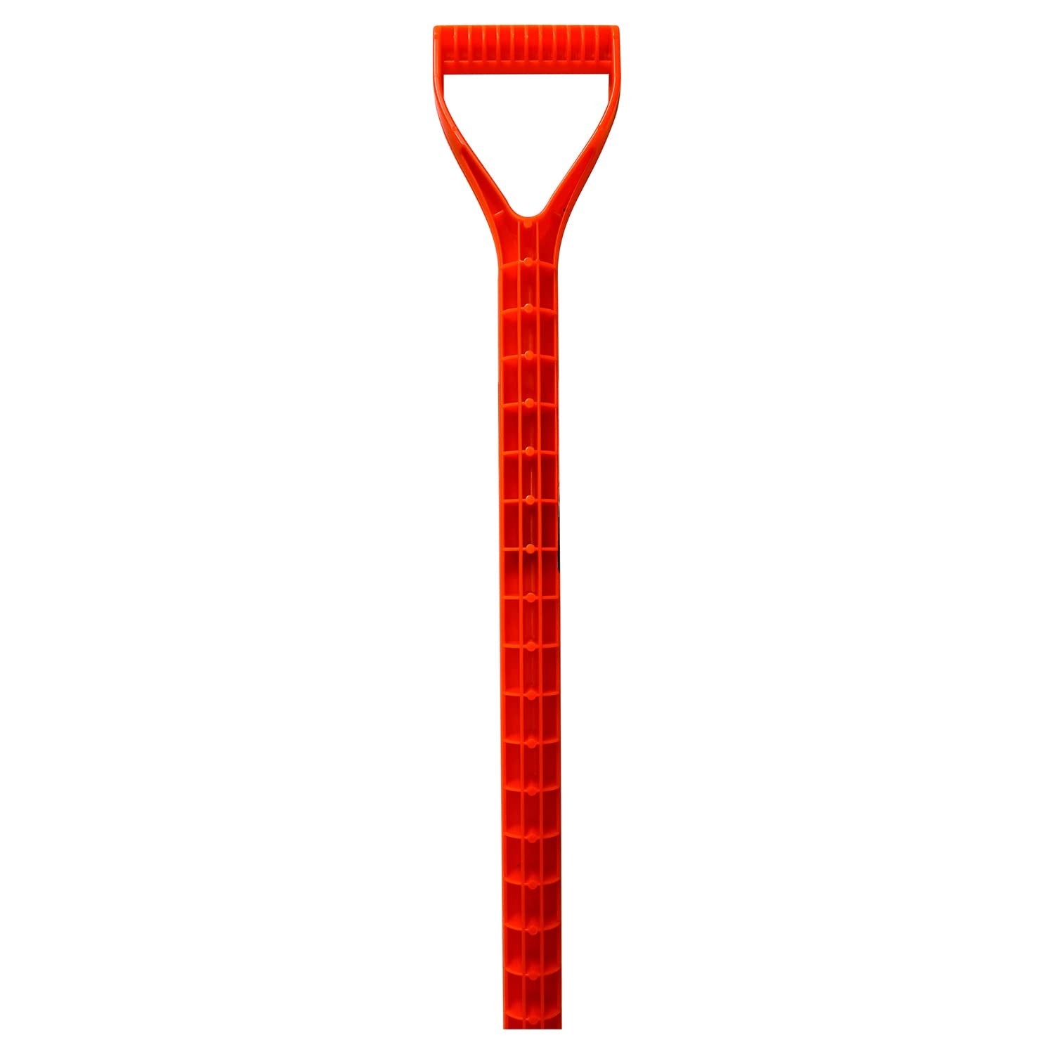 EMSCO Bigfoot toddler snow shovel luminescent orange blade for high visibility in snow.