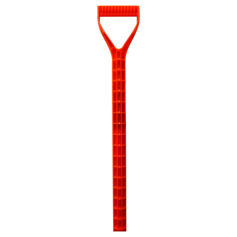 EMSCO Bigfoot toddler snow shovel luminescent orange blade for high visibility in snow.