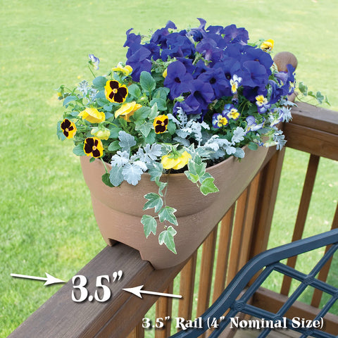 EMSCO Bloomers railing planter with drainage holes for healthy roots