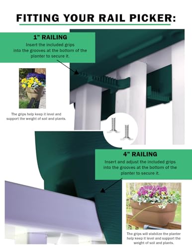 EMSCO Bloomers railing planter secured with ties on a balcony