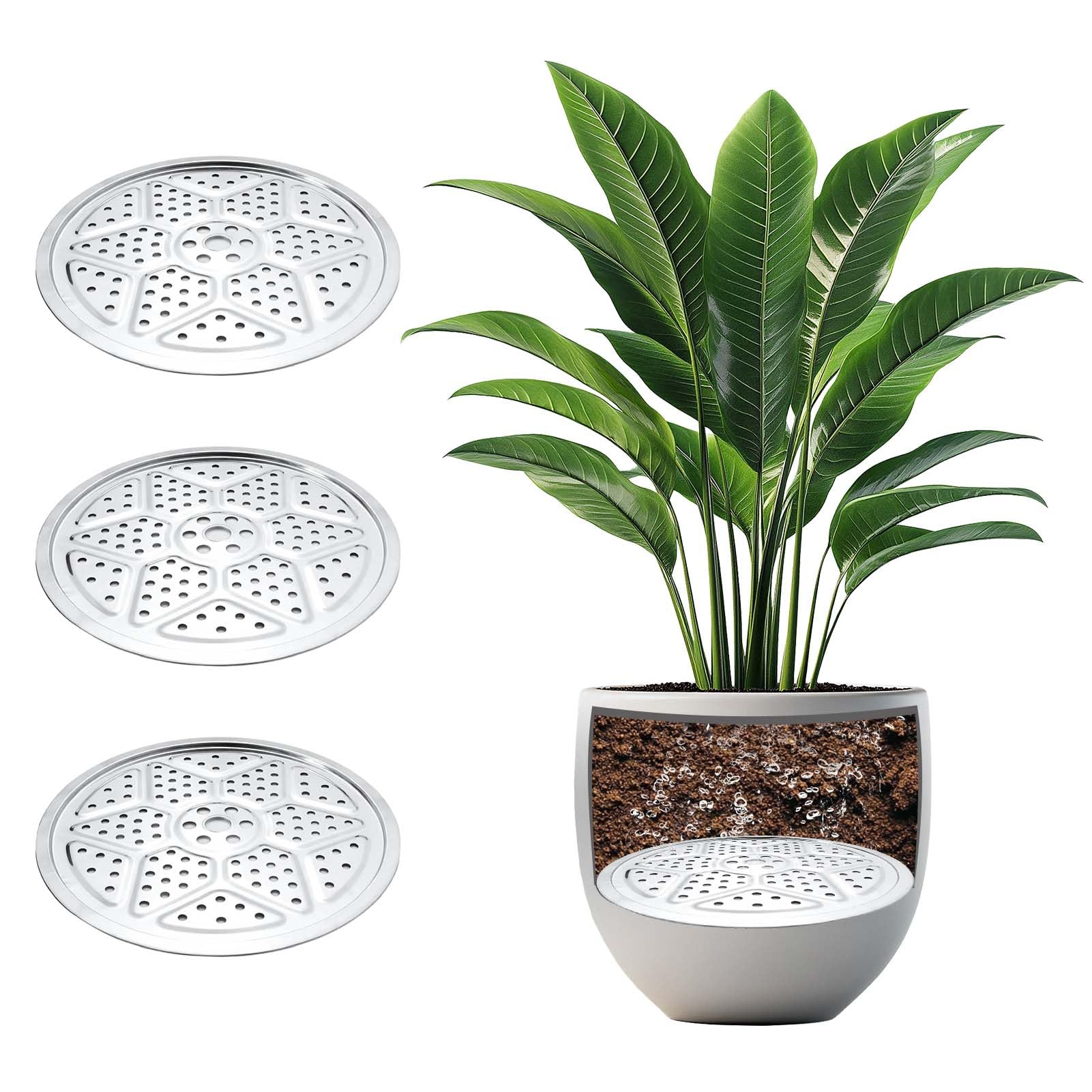 Emsiok 13-inch round planter insert boosts drainage and stabilizes large pots.