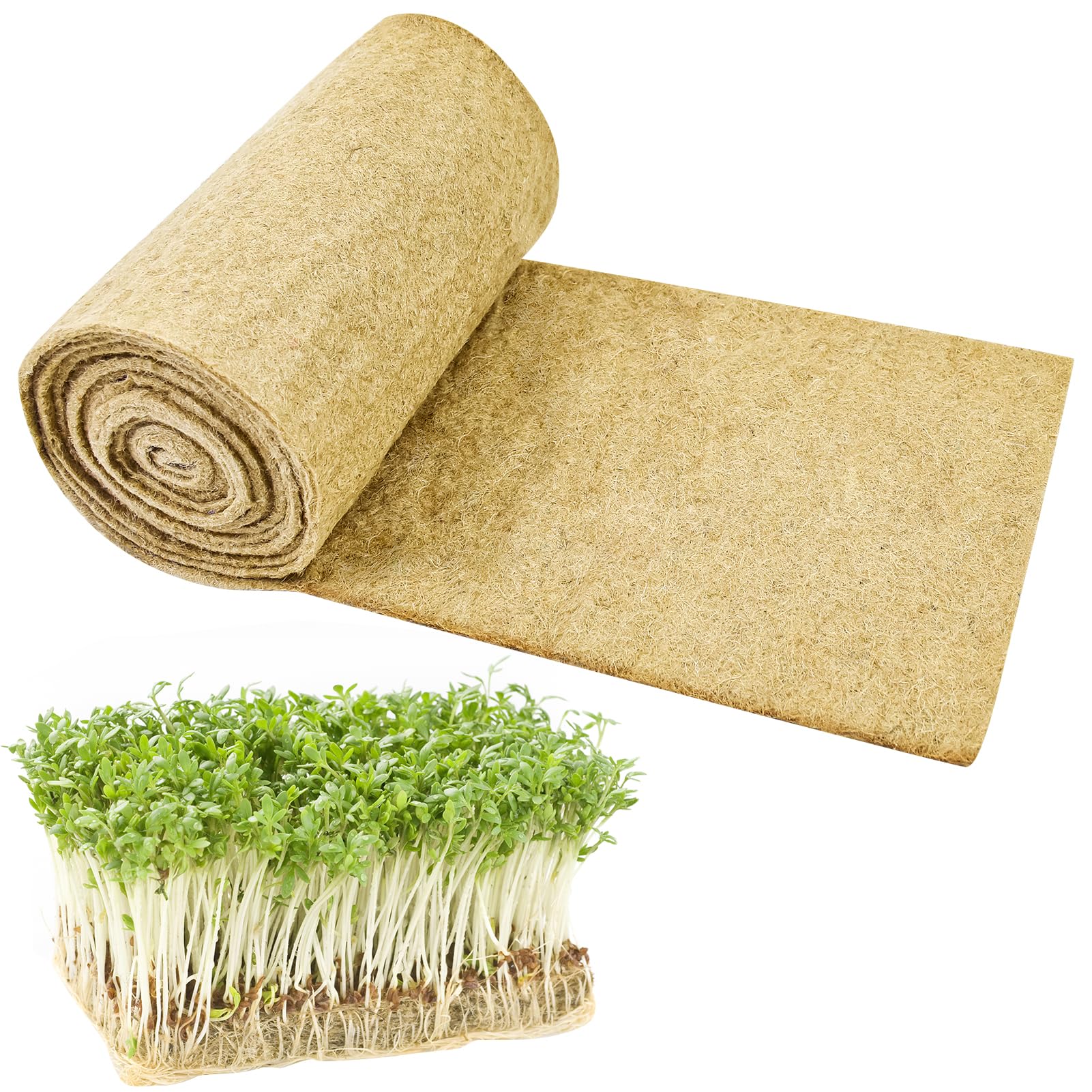 Emsiok hemp microgreen mat roll covers seed starter trays for clean, efficient hydroponic setup.