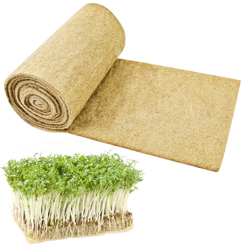 Emsiok microgreen grow mat roll 10x157in promotes seed germination with natural hemp fiber.