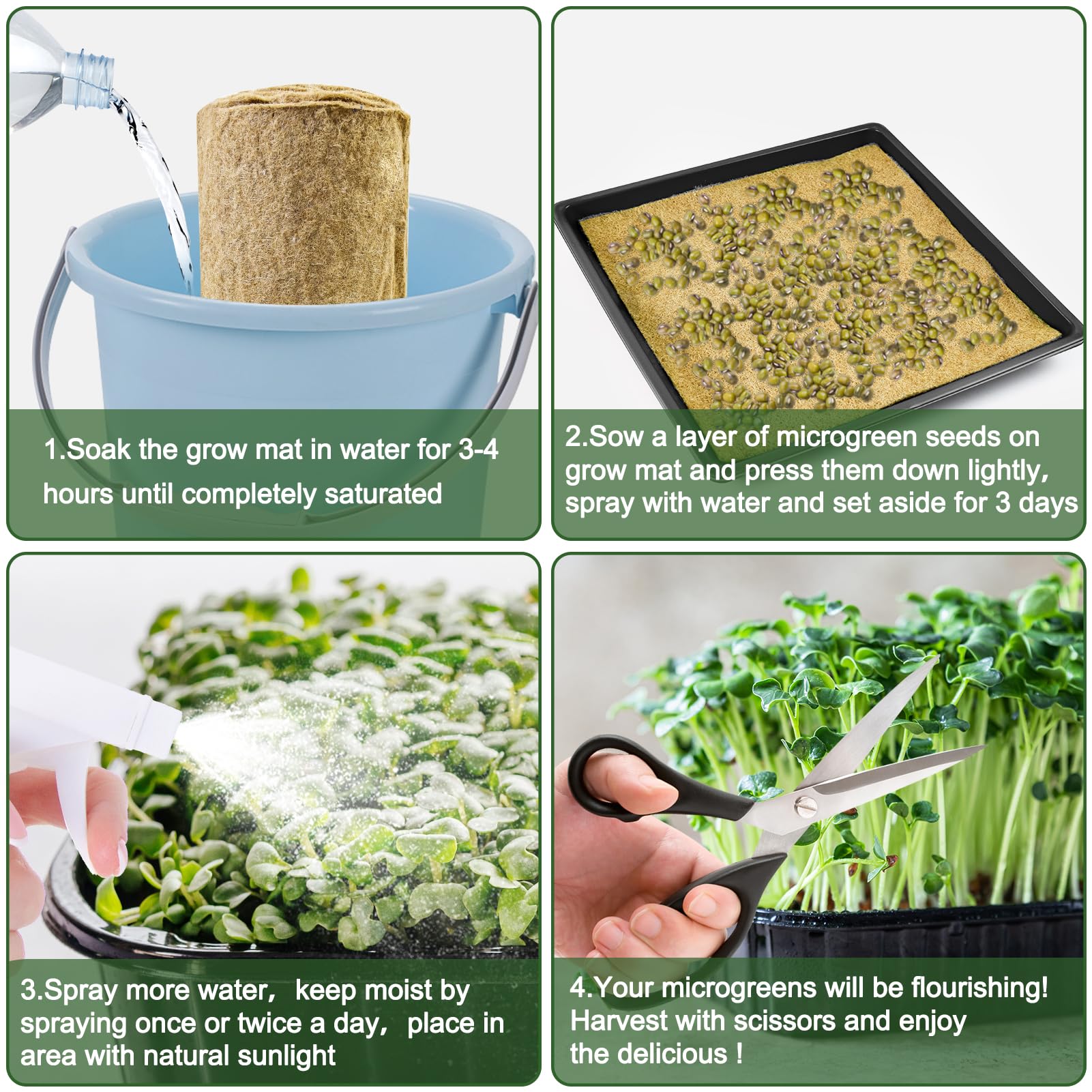 Emsiok microgreen grow mat roll in hydroponic setup supports healthy sprouts.