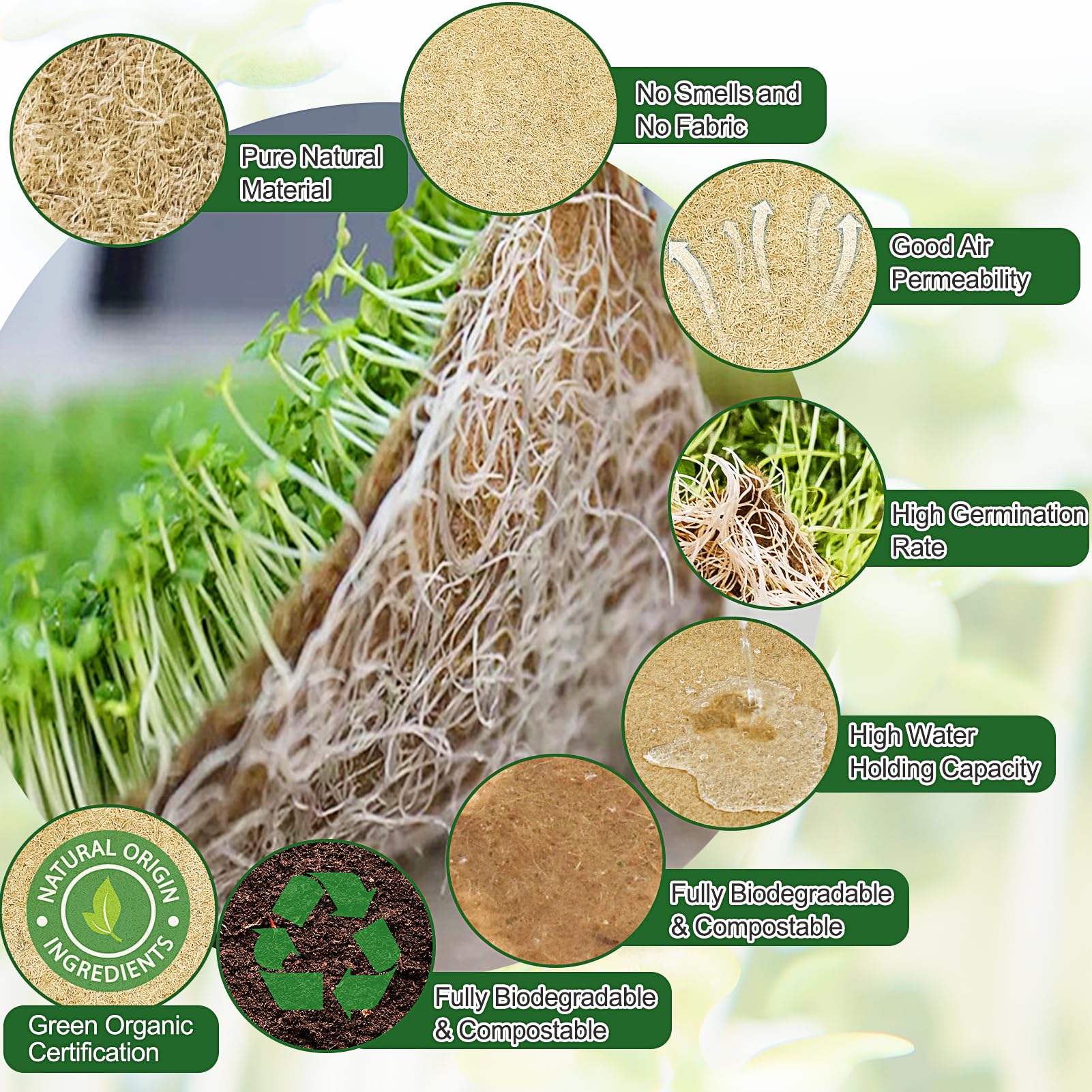 Emsiok microgreen grow mat roll provides high water retention for consistent moisture.