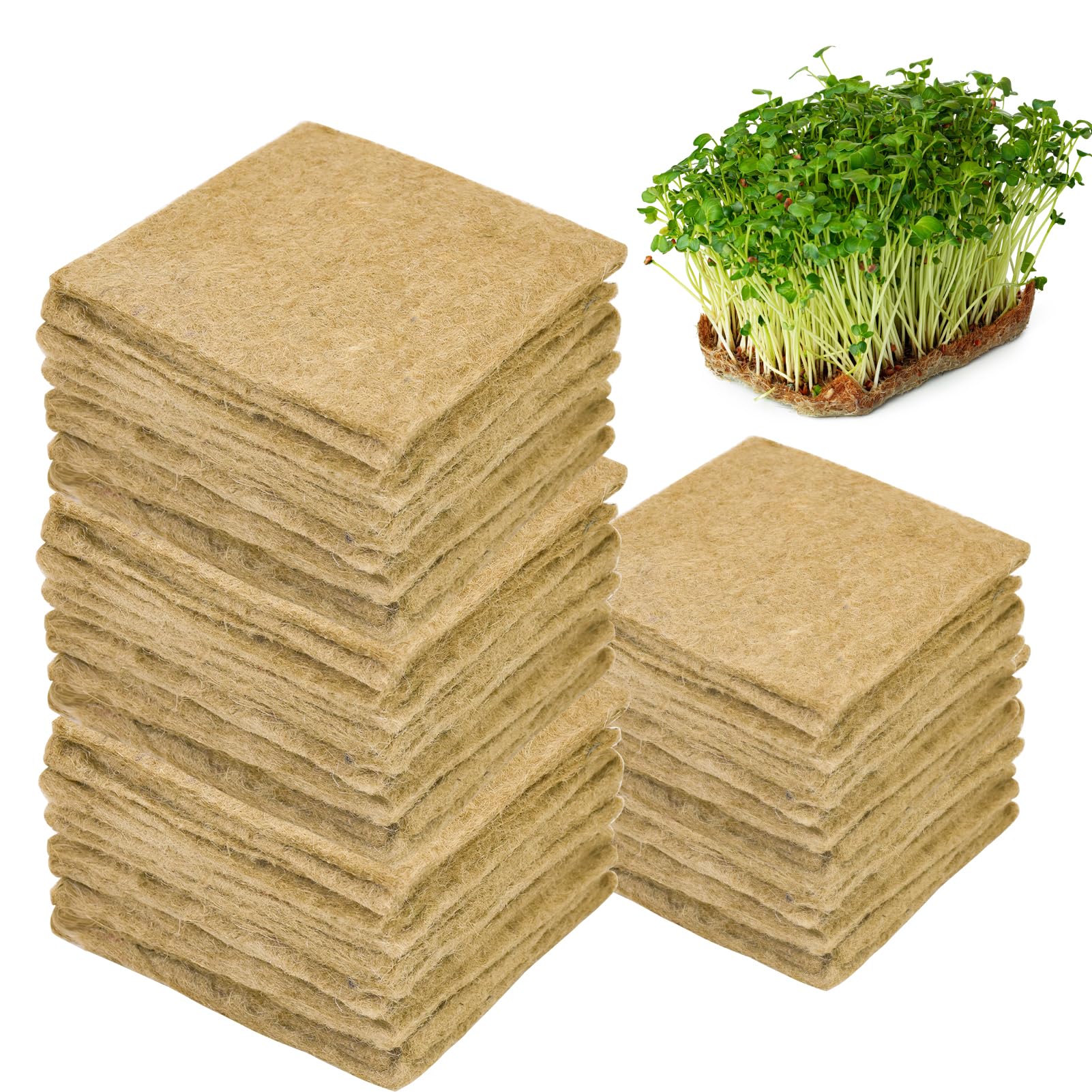 Emsiok microgreens kit 64pcs 5x5 inch mats for compact indoor sprouting.