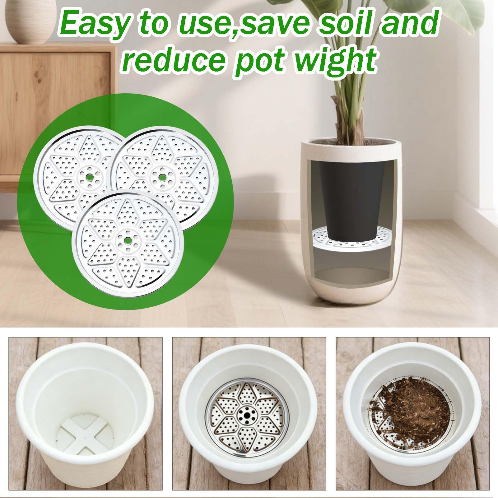 Emsiok planter insert with drainage holes promotes airflow and root health.