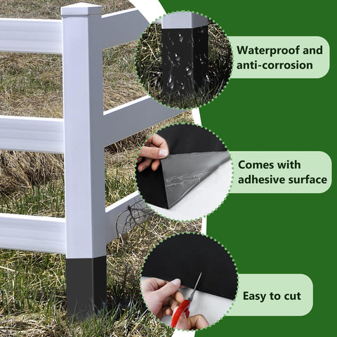 Emsiok self-adhesive PVC sleeve provides durable protection for wooden posts outdoors