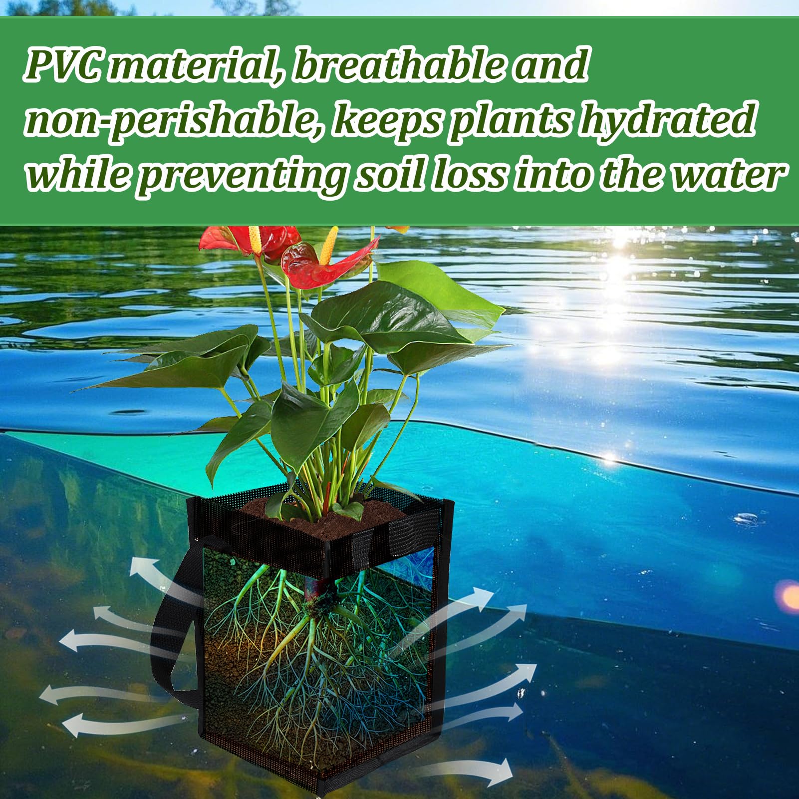 Emsiok reusable aquatic planter bag suitable for multiple plant types