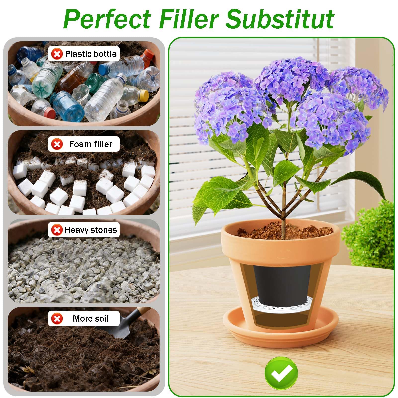 Emsiok rust-free planter insert is easy to clean and maintain.