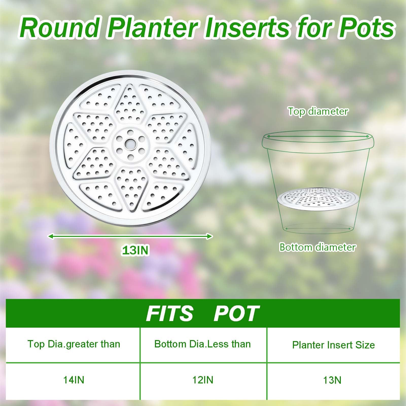 Emsiok stainless steel planter lift insert fits large pots and reduces soil weight.