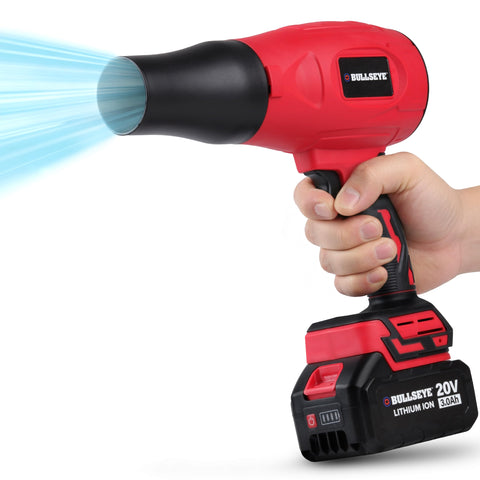 EMSON Bullseye Blower cordless airflow aids car drying after wash.