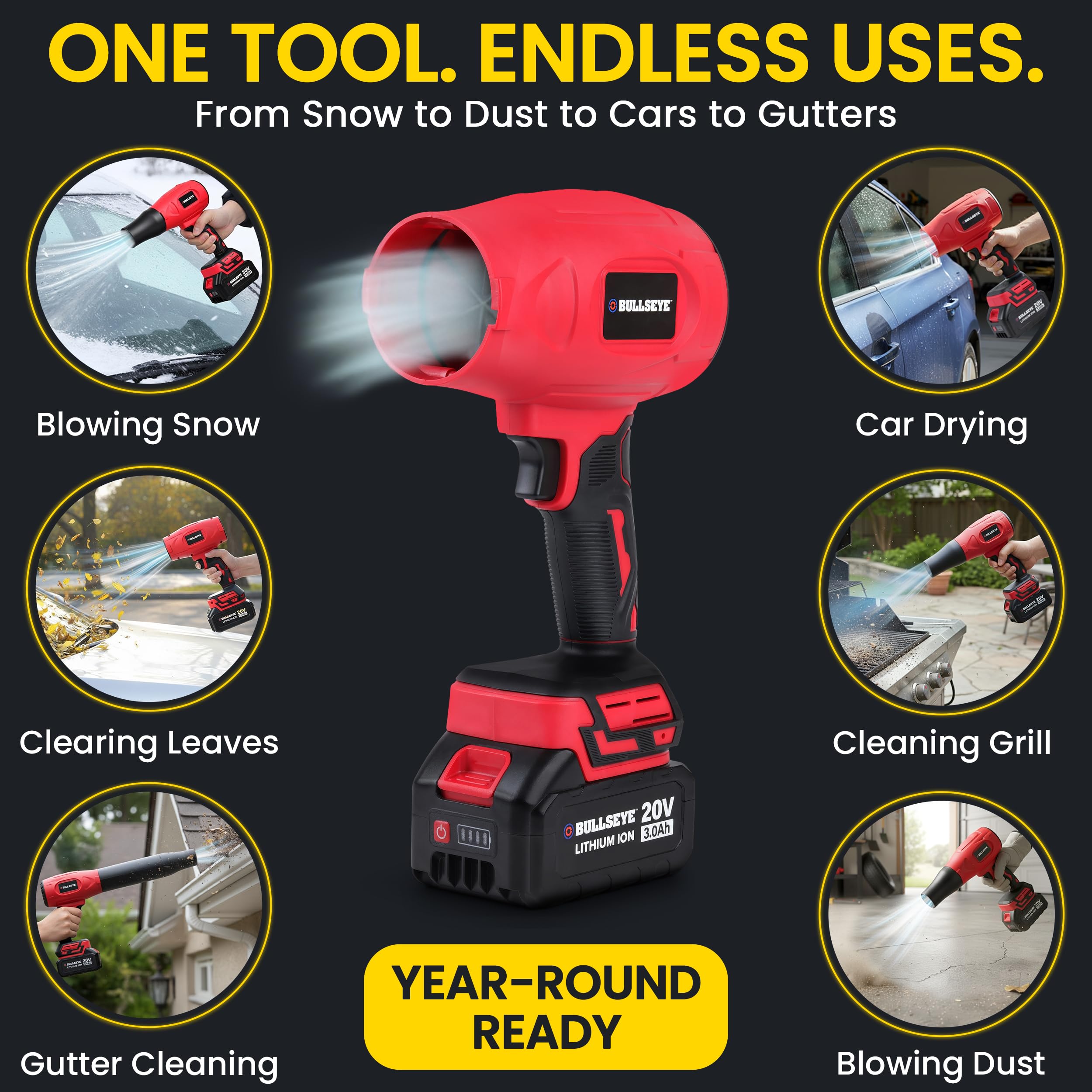 EMSON Bullseye Blower dual batteries extend runtime for longer tasks.