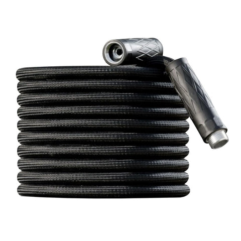 EMSON Hydrosteel 50 ft garden hose outer layer protects against wear and weather for durability.