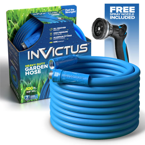 EMSON Invictus 100ft garden hose highlighting length for extended watering sessions