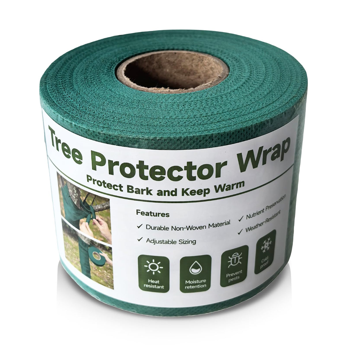 Emycool tree wrap around trunk provides breathable bark protection for healthy growth