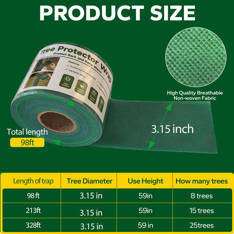 Emycool tree wrap shows deer deterrent effect on bark around the trunk