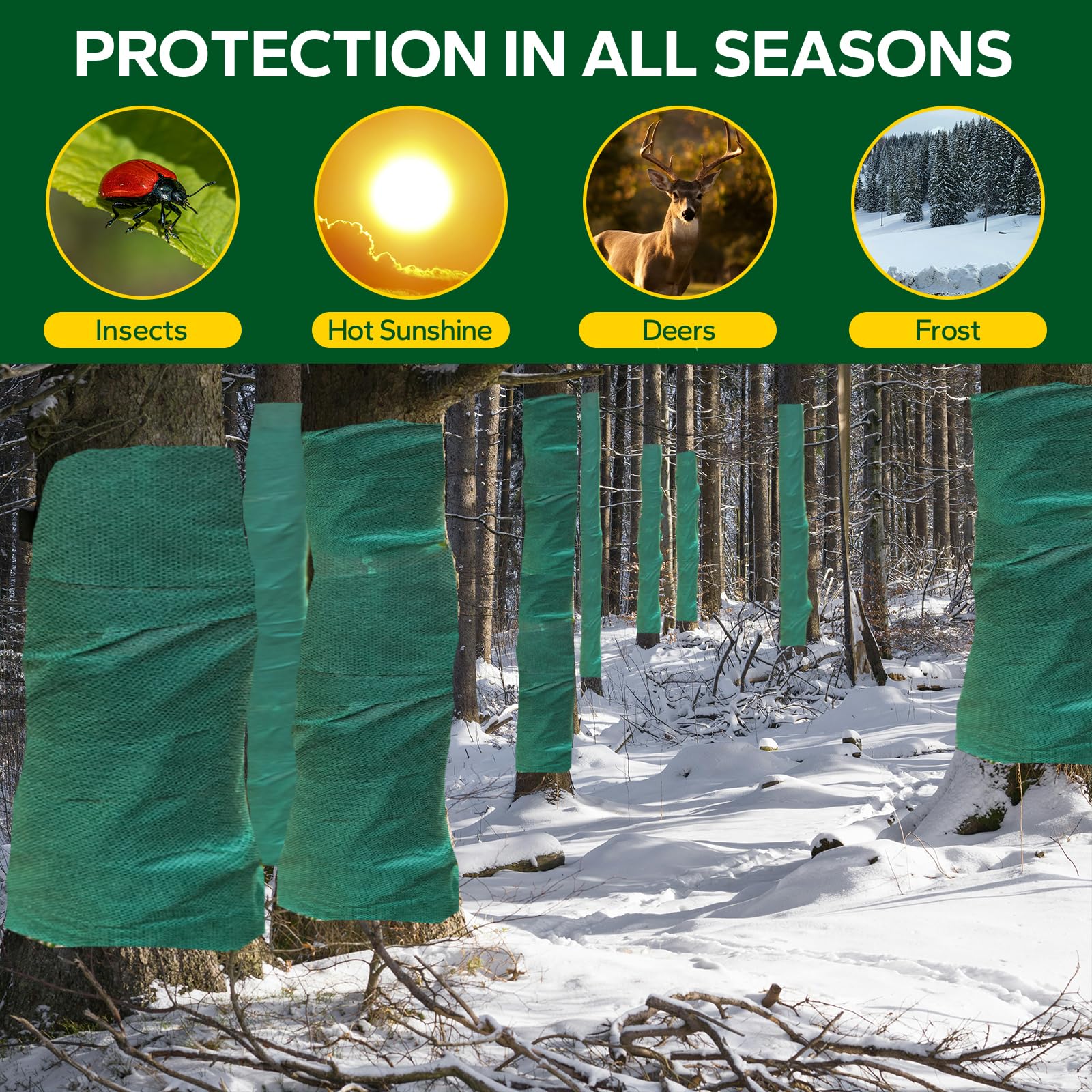 Emycool wrap deters deer from chewing trunk bark on trees