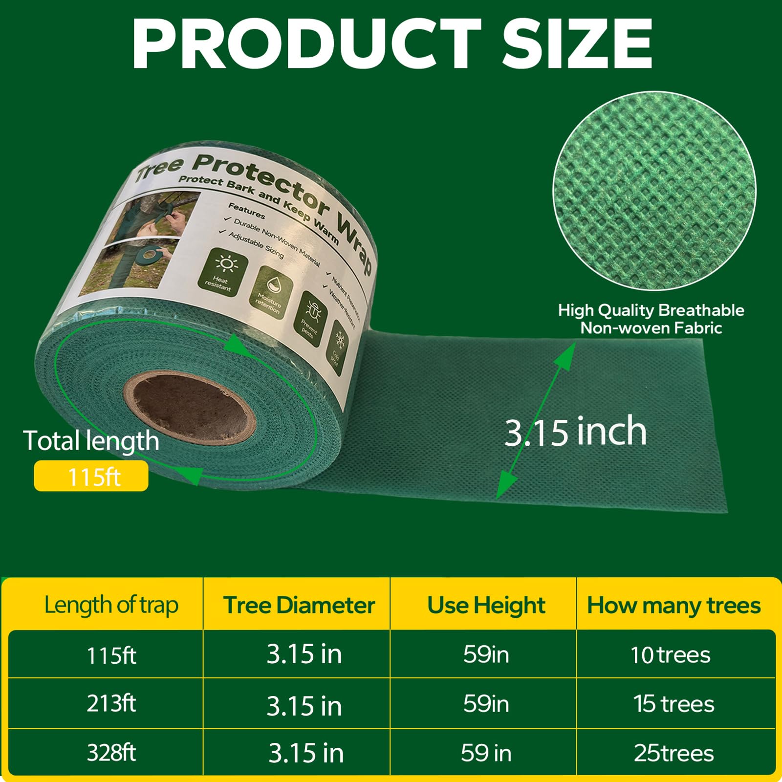 Emycool installation-friendly wrap is easy to apply around base and spiral upward