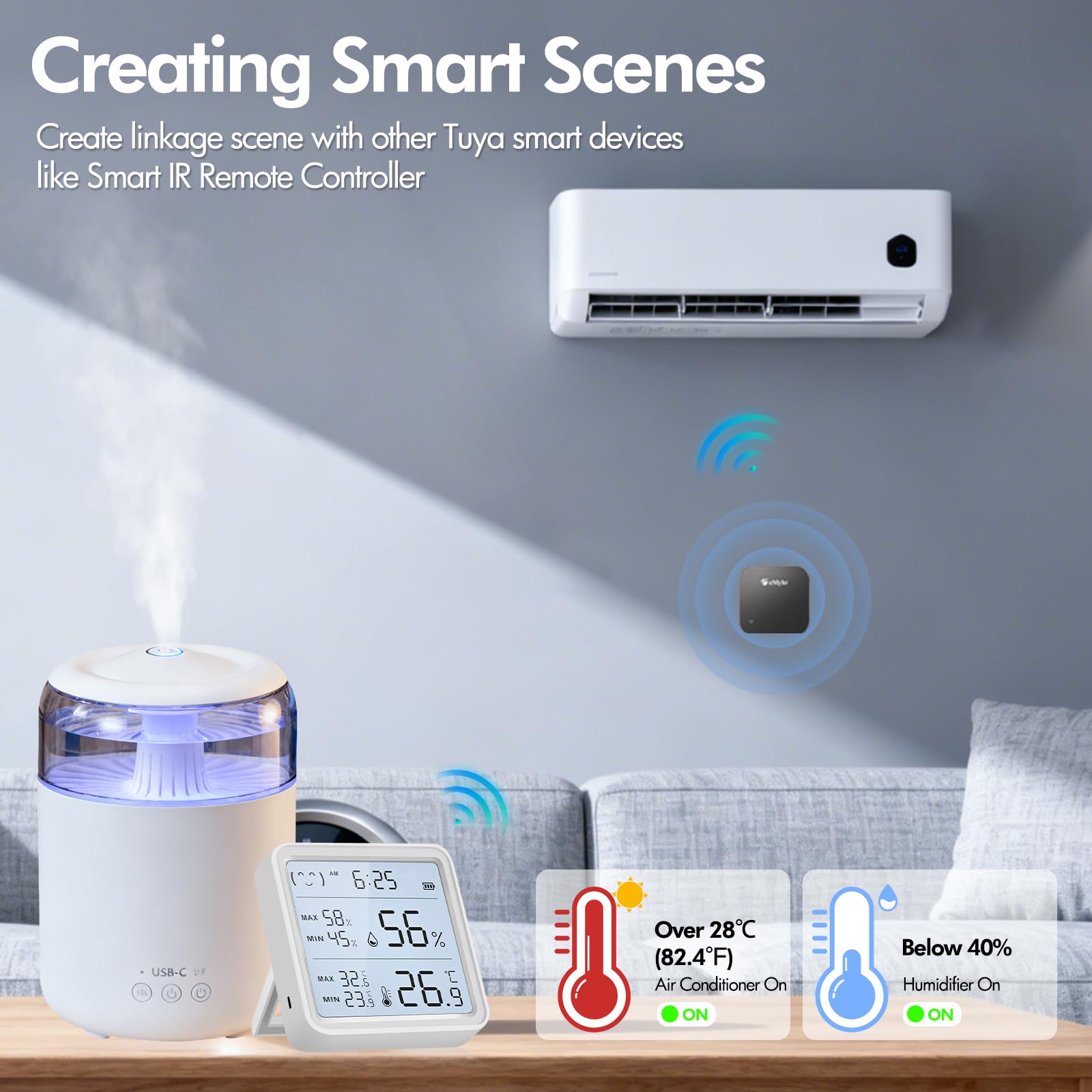 emylo voice command compatibility lets you ask for current temperature.